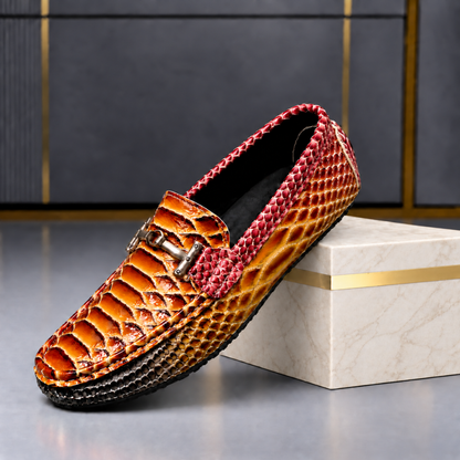 Venturo Leather Snakeskin Loafers
